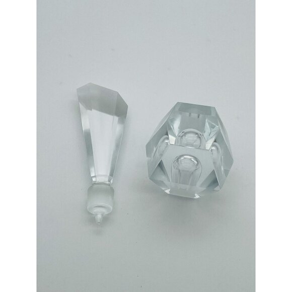 Vintage Art Deco Geometric Faceted Clear Crystal Cut Glass Perfume/Scent Bottle - Picture 6 of 7